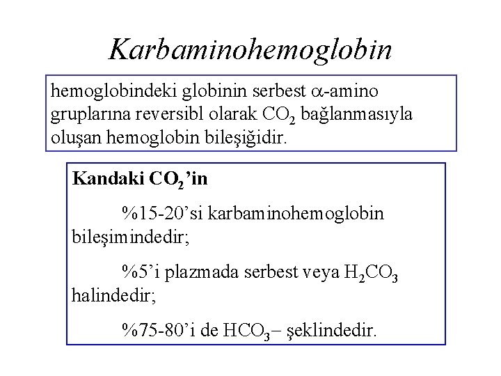 Karbaminohemoglobindeki globinin serbest -amino gruplarına reversibl olarak CO 2 bağlanmasıyla oluşan hemoglobin bileşiğidir. Kandaki