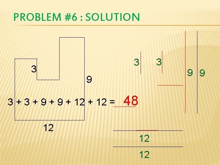 PROBLEM #6 : SOLUTION 3 3 9 3 + 9 + 12 = 12