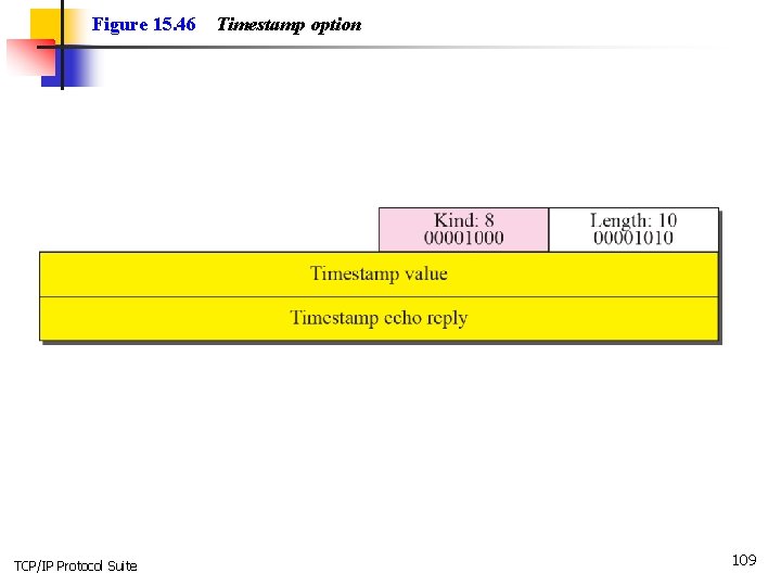Figure 15. 46 TCP/IP Protocol Suite Timestamp option 109 