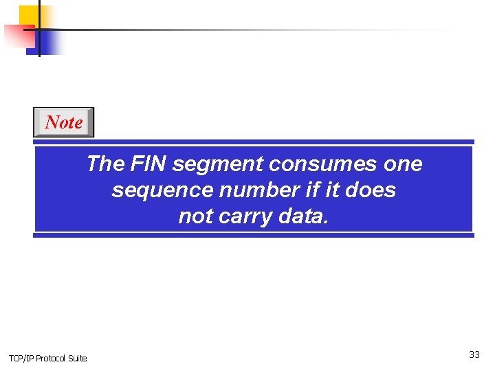 Note The FIN segment consumes one sequence number if it does not carry data.