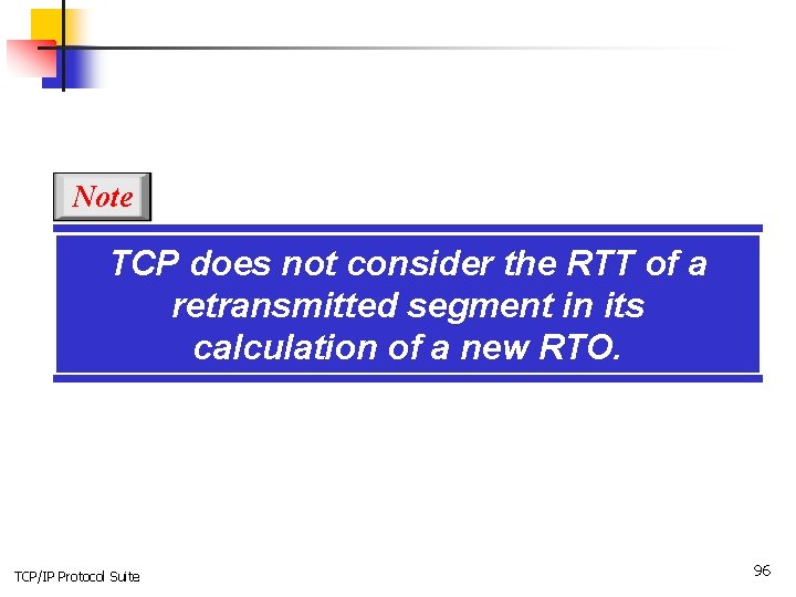 Note TCP does not consider the RTT of a retransmitted segment in its calculation