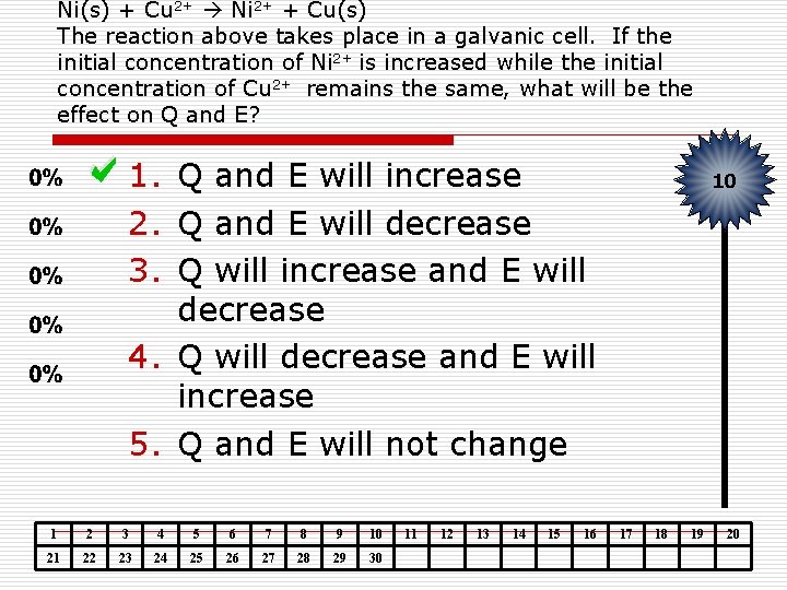 Ni(s) + Cu 2+ Ni 2+ + Cu(s) The reaction above takes place in