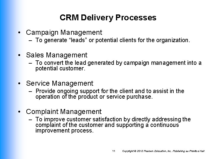 CRM Delivery Processes • Campaign Management – To generate “leads” or potential clients for CRM Delivery Processes • Campaign Management – To generate “leads” or potential clients for