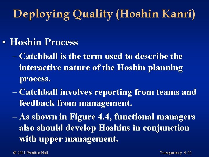 Deploying Quality (Hoshin Kanri) • Hoshin Process – Catchball is the term used to Deploying Quality (Hoshin Kanri) • Hoshin Process – Catchball is the term used to