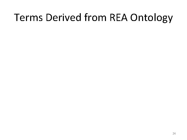 Terms Derived from REA Ontology 24 