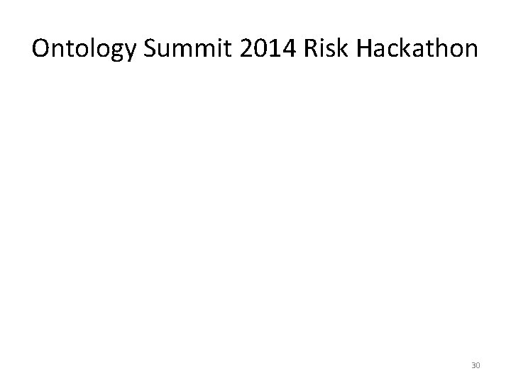 Ontology Summit 2014 Risk Hackathon 30 