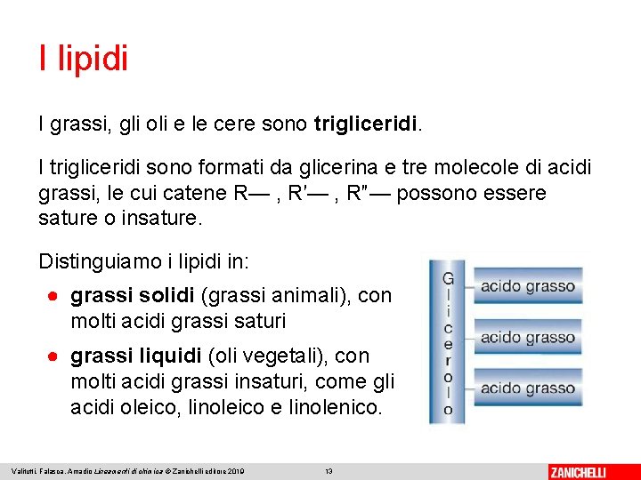 I lipidi I grassi, gli oli e le cere sono trigliceridi. I trigliceridi sono