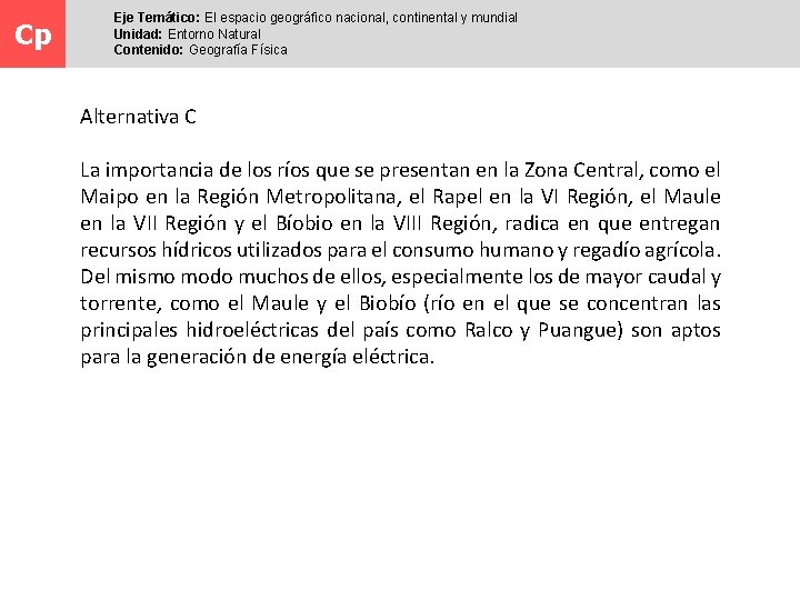 Cp Eje Temático: El espacio geográfico nacional, continental y mundial Unidad: Entorno Natural Contenido: