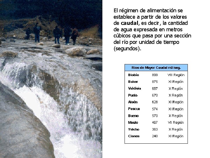 El régimen de alimentación se establece a partir de los valores de caudal, es El régimen de alimentación se establece a partir de los valores de caudal, es