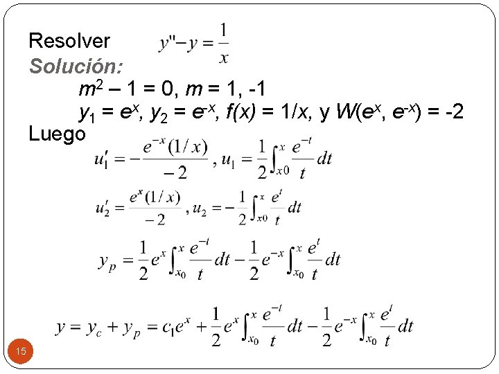 Resolver Solución: m 2 – 1 = 0, m = 1, -1 y 1