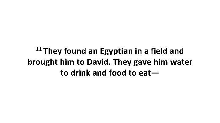 11 They found an Egyptian in a field and brought him to David. They