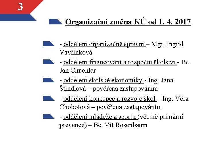 3 Organizační změna KÚ od 1. 4. 2017 - oddělení organizačně správní – Mgr.