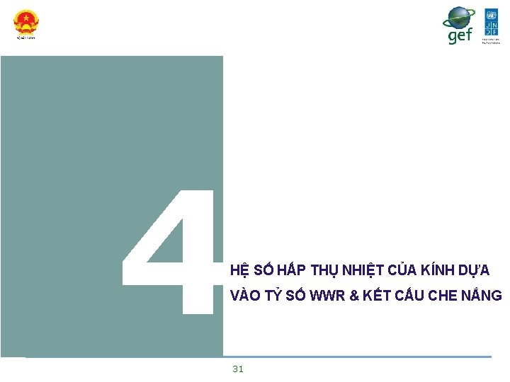 4 HỆ SỐ HẤP THỤ NHIỆT CỦA KÍNH DỰA VÀO TỶ SỐ WWR &