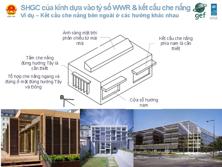 SHGC của kính dựa vào tỷ số WWR & kết cấu che nắng Ví