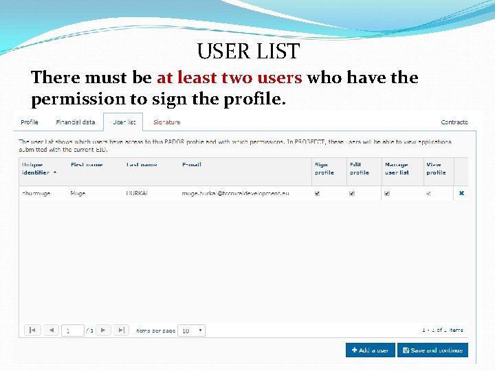 USER LIST There must be at least two users who have the permission to USER LIST There must be at least two users who have the permission to