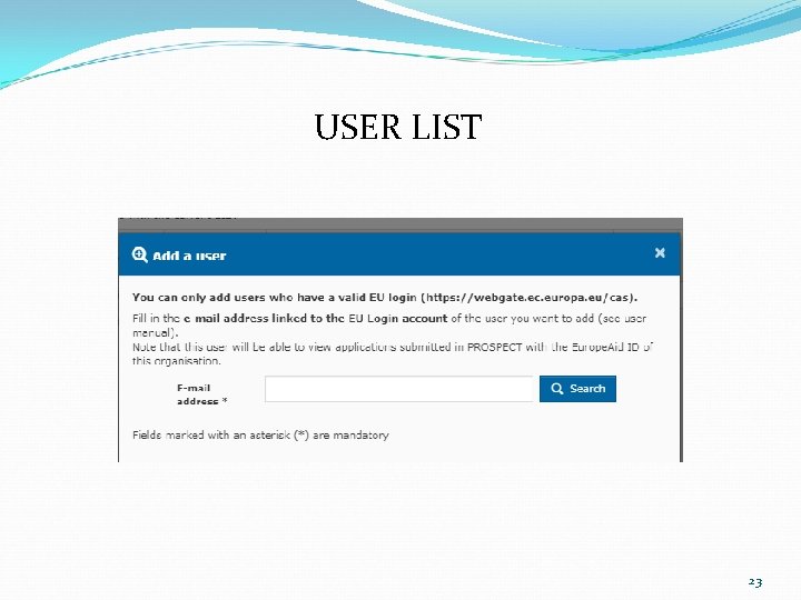 USER LIST 23 USER LIST 23