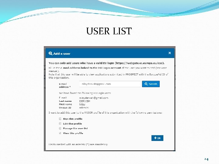 USER LIST 24 USER LIST 24