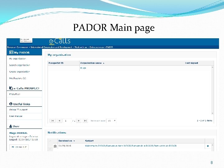 PADOR Main page 8 PADOR Main page 8