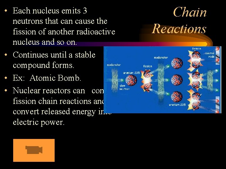  • Each nucleus emits 3 neutrons that can cause the fission of another