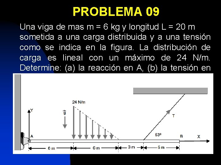 PROBLEMA 09 Una viga de mas m = 6 kg y longitud L =