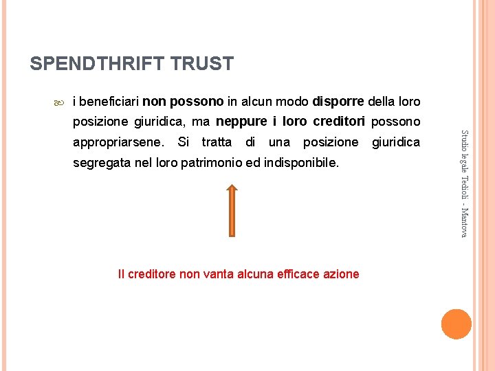 SPENDTHRIFT TRUST i beneficiari non possono in alcun modo disporre della loro posizione giuridica,