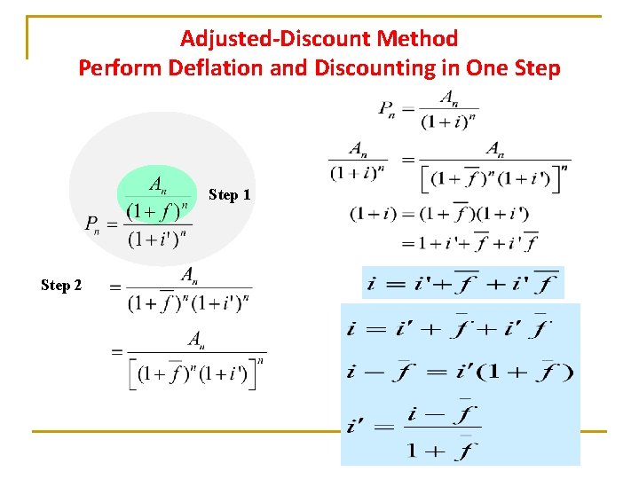 Adjusted-Discount Method Perform Deflation and Discounting in One Step 1 Step 2 