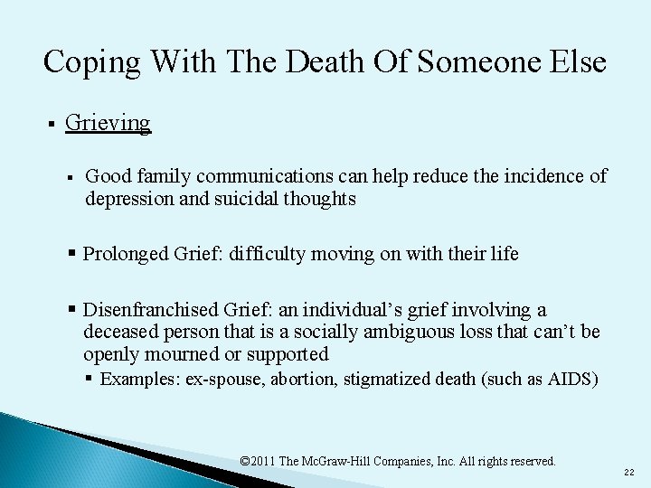 Coping With The Death Of Someone Else § Grieving § Good family communications can