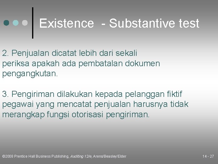 Existence - Substantive test 2. Penjualan dicatat lebih dari sekali periksa apakah ada pembatalan
