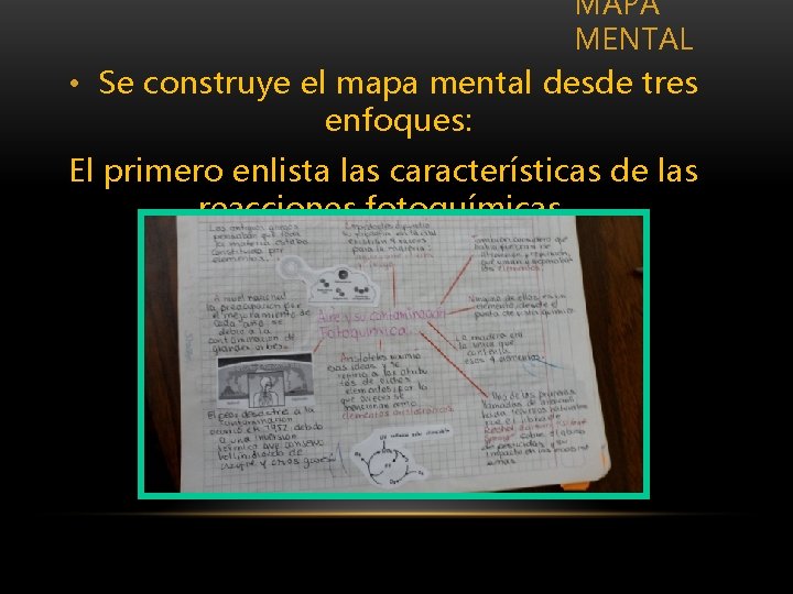 MAPA MENTAL • Se construye el mapa mental desde tres enfoques: El primero enlista