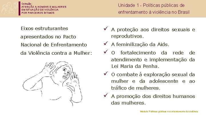 Coleção: ATENÇÃO A HOMENS E MULHERES EM SITUAÇÃO DE VIOLÊNCIA POR PARCEIROS ÍNTIMOS Eixos