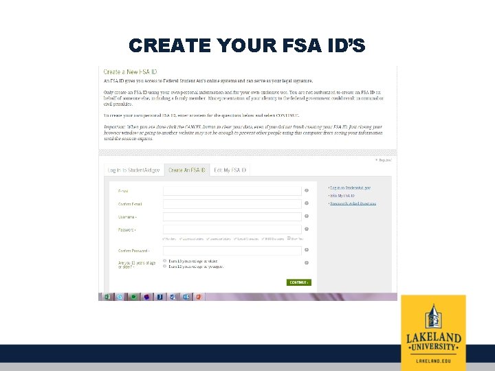 CREATE YOUR FSA ID’S 