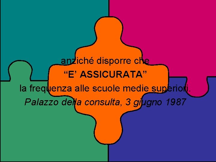 anziché disporre che “E’ ASSICURATA” la frequenza alle scuole medie superiori. Palazzo della consulta,