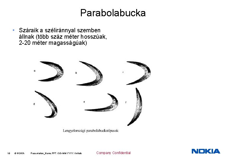 Parabolabucka • Száraik a széliránnyal szemben állnak (több száz méter hosszúak, 2 -20 méter