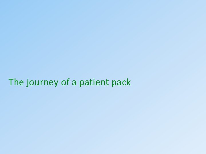 The journey of a patient pack 