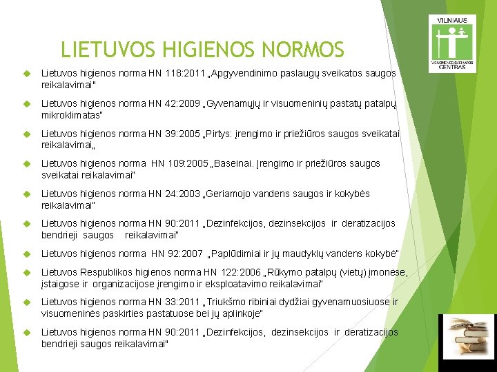 LIETUVOS HIGIENOS NORMOS Lietuvos higienos norma HN 118: 2011 „Apgyvendinimo paslaugų sveikatos saugos reikalavimai"