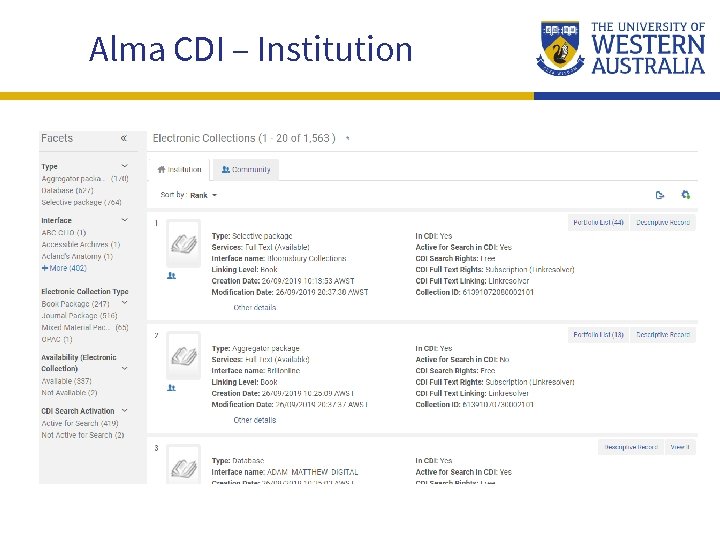 Alma CDI – Institution 