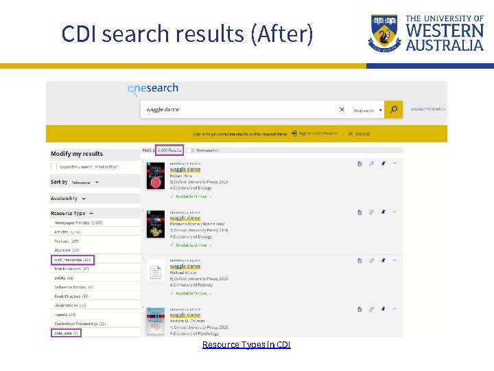 CDI search results (After) Resource Types in CDI 