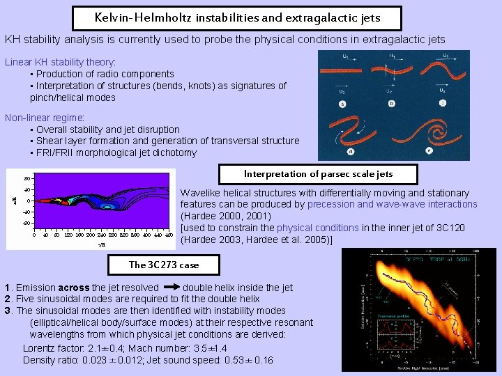 Kelvin-Helmholtz instabilities and extragalactic jets KH stability analysis is currently used to probe the