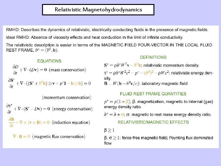 Relativistic Magnetohydrodynamics 