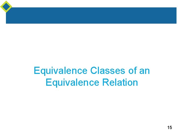 Equivalence Classes of an Equivalence Relation 15 