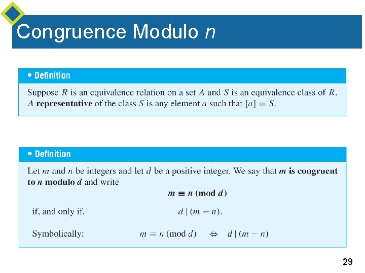 Congruence Modulo n 29 