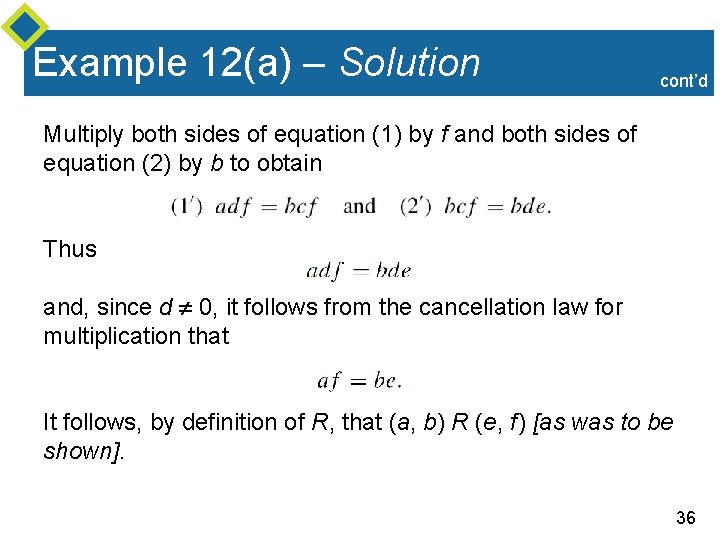 Example 12(a) – Solution cont’d Multiply both sides of equation (1) by f and