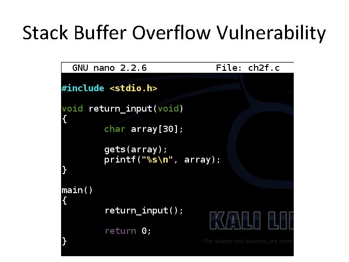 Stack Buffer Overflow Vulnerability 