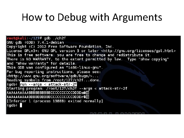 How to Debug with Arguments 
