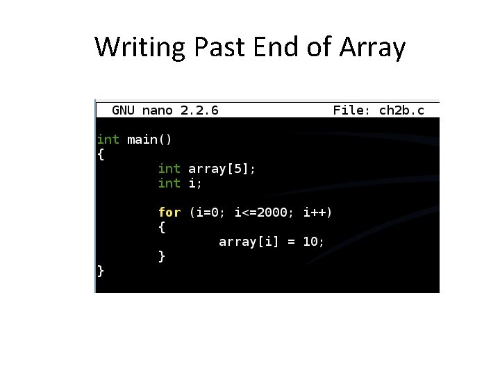 Writing Past End of Array 