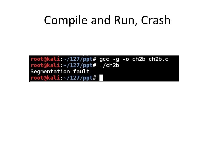 Compile and Run, Crash 