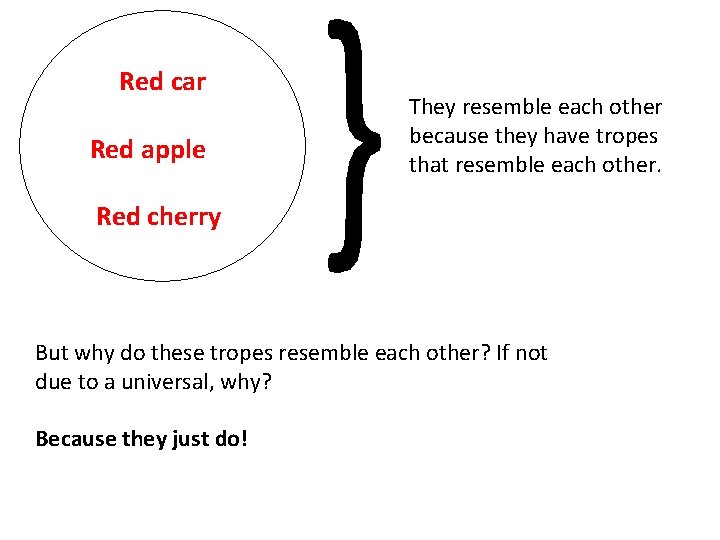Red car Red apple They resemble each other because they have tropes that resemble
