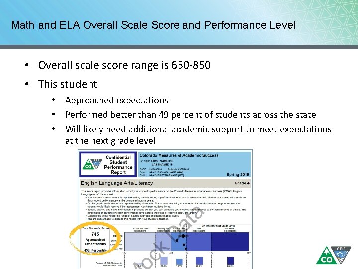 Math and ELA Overall Scale Score and Performance Level • Overall scale score range Math and ELA Overall Scale Score and Performance Level • Overall scale score range