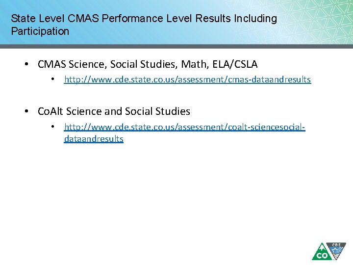 State Level CMAS Performance Level Results Including Participation • CMAS Science, Social Studies, Math, State Level CMAS Performance Level Results Including Participation • CMAS Science, Social Studies, Math,