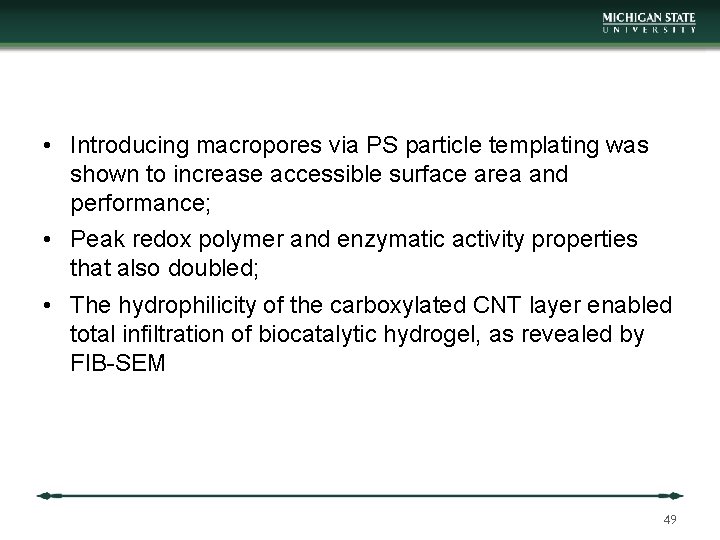 Conclusions • Introducing macropores via PS particle templating was shown to increase accessible surface